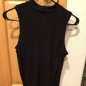 Black Mock Neck Cold Shoulder Sweater